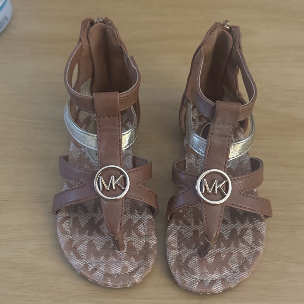 Girls Michael Kors Kids Tan and Gold Sandals